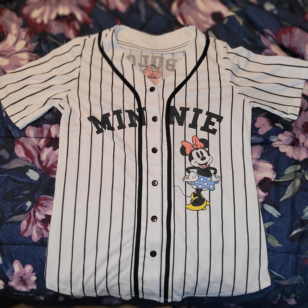 Disney Minnie Mouse Striped Jersey - White and Black